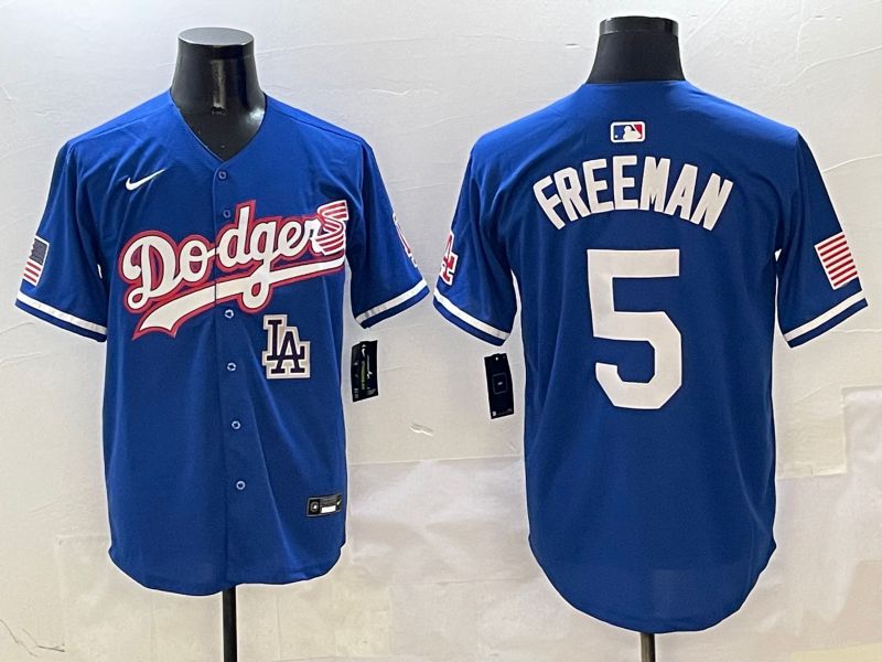 Men Los Angeles Dodgers 5 Freeman Blue Second generation Joint Name Nike 2025 MLB Jersey style 10
